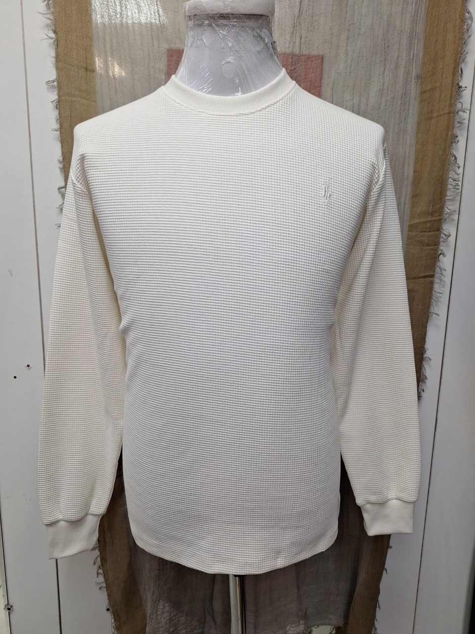 بلوز مردانه یقه گرد بیسکوئیتی سفید CQ سایزXL