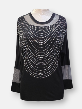 تونیک زنانه آستین بلند پشت گیپور نگین دار AV760