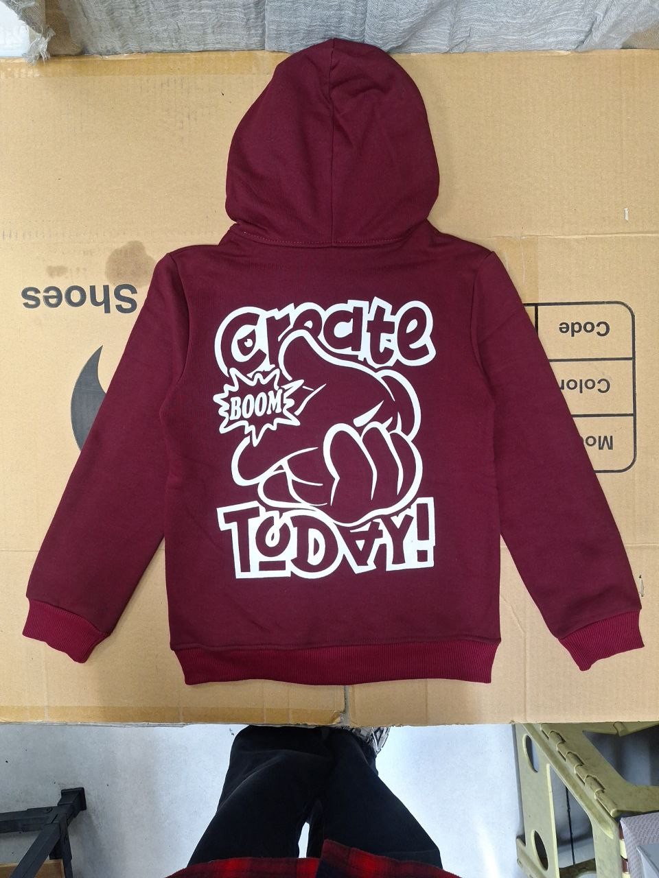 سوئیشرت بچگانه کلاهدار جیبدار دورس زرشکی CT سایز60