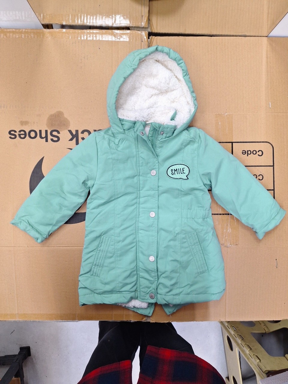 کاپشن بچگانه خارجی کلاهدار میکرو سبز CT سایز2