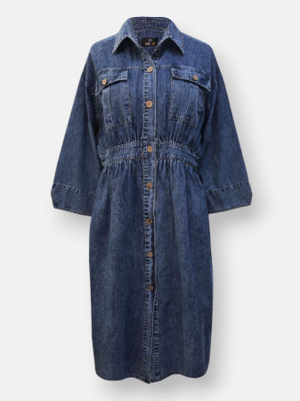 مانتو زنانه بلند پشت کش دوجیب جین AV2766