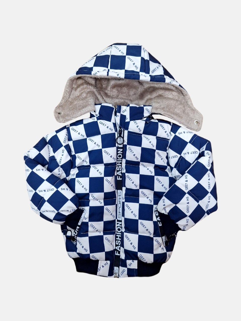 کاپشن بچگانه شمعی چهارخانه سرمه ای CT سایز4