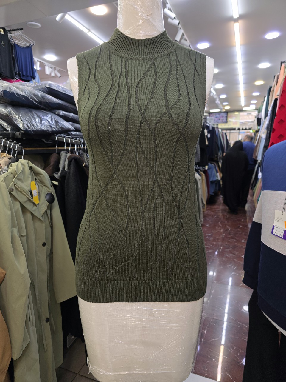 بافت زنانه آستین حلقه جناقی یشمی AV1264