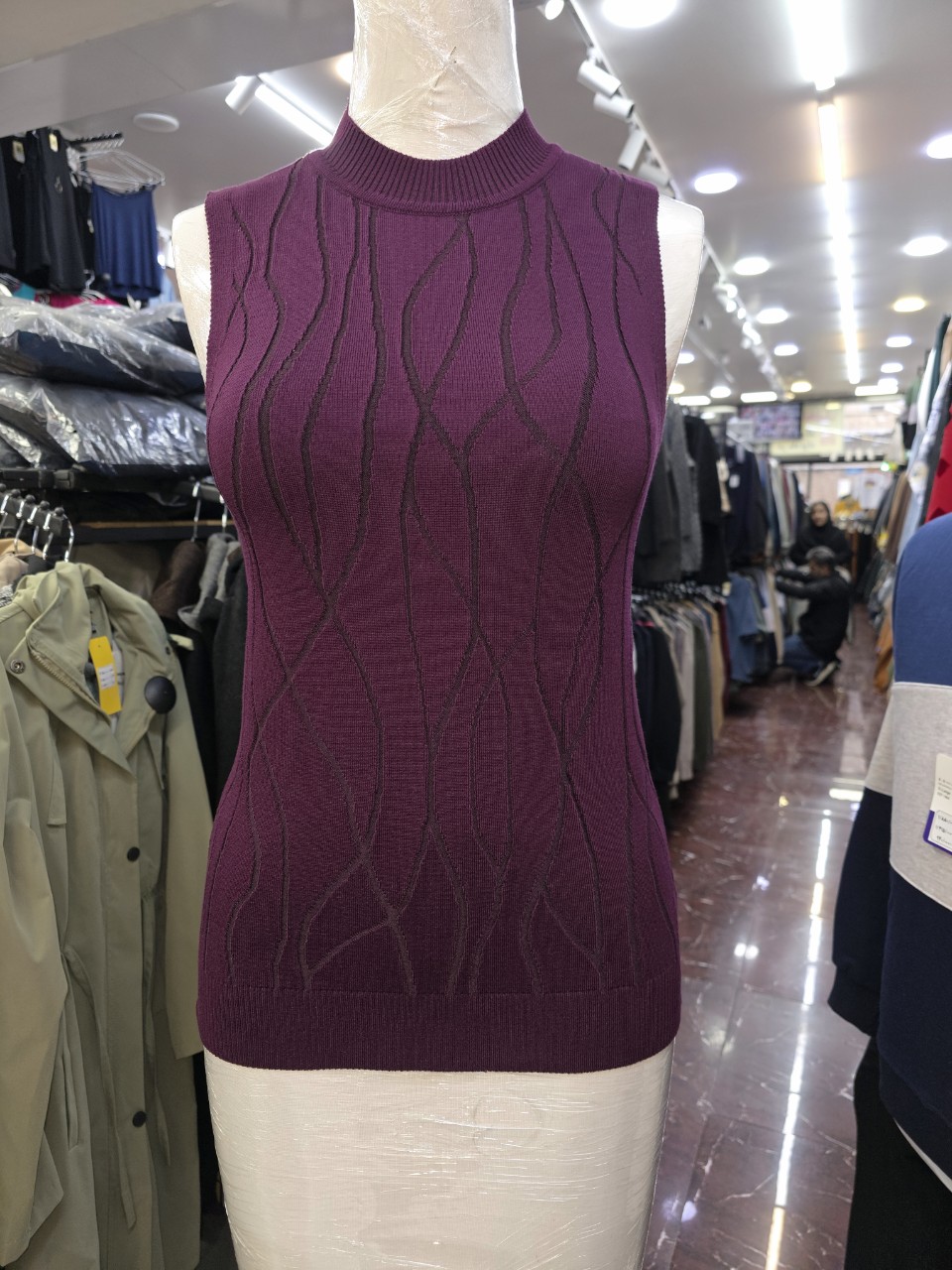 بافت زنانه آستین حلقه جناقی بنفش AV1264