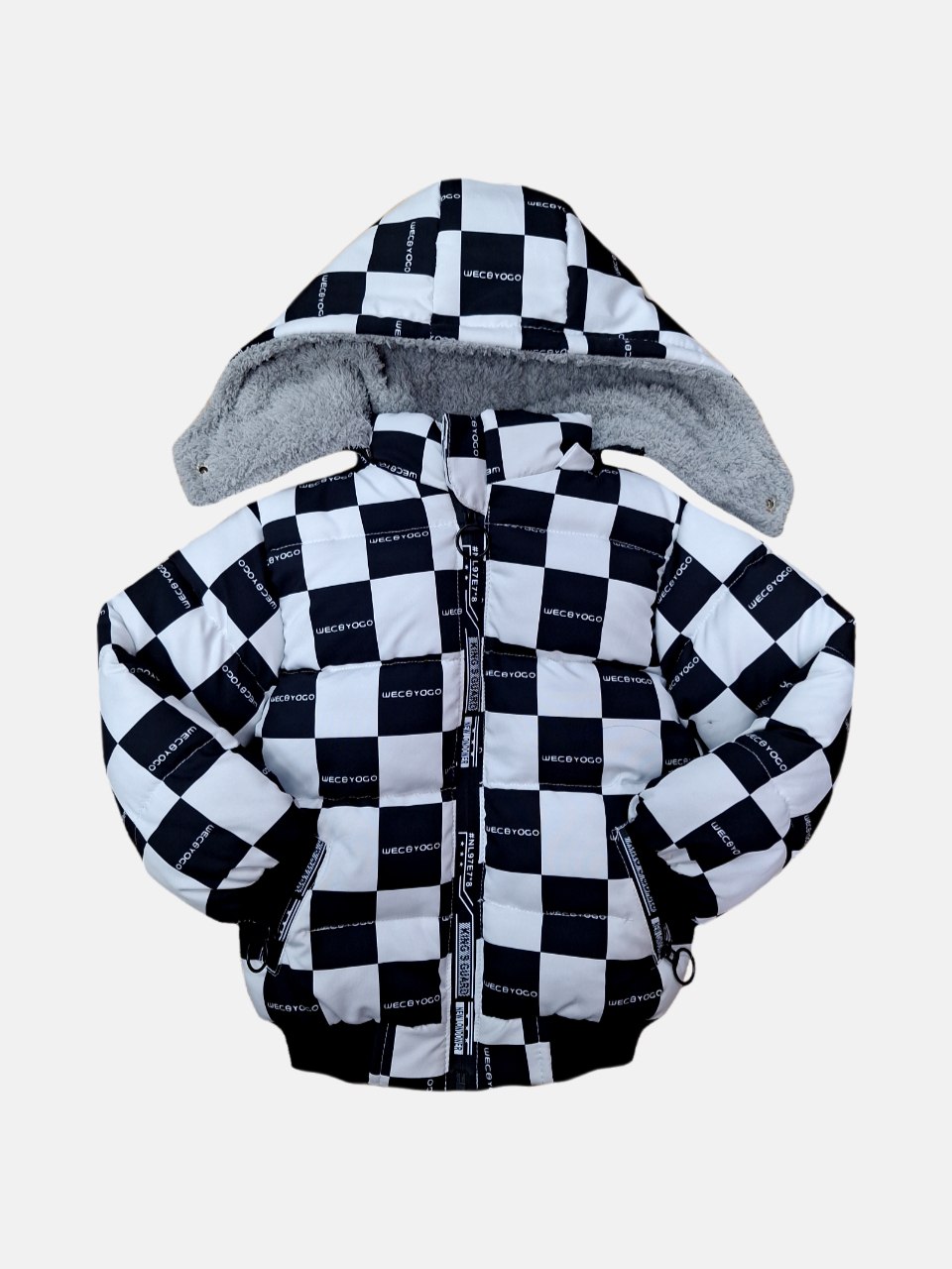 کاپشن بچگانه شمعی چهارخانه مشکی CT سایز4