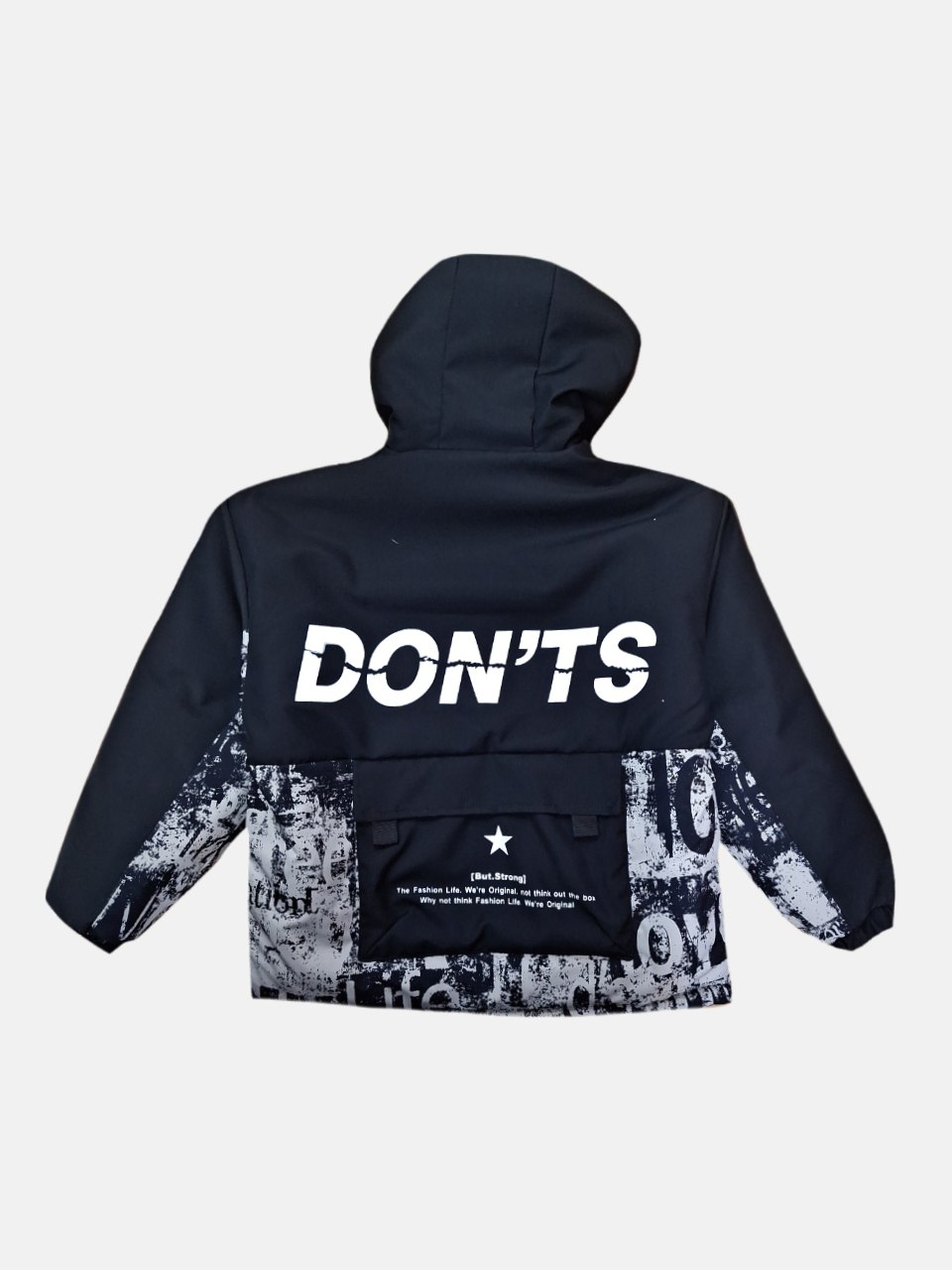 کاپشن پسرانه دورو کلاهدار شمعی مشکی CO سایز70