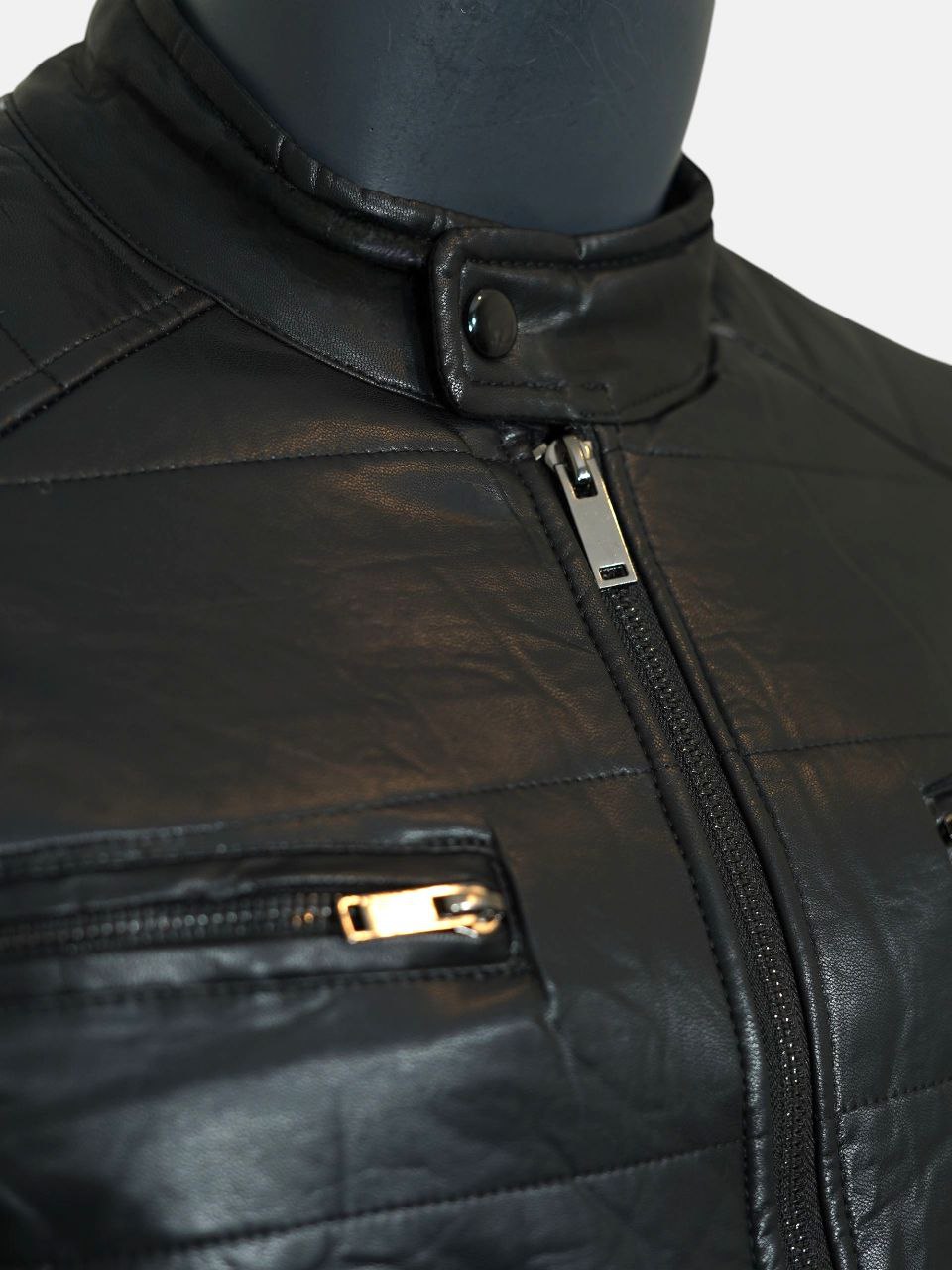 کت مردانه چرم مشکی CN608 سایز2XL