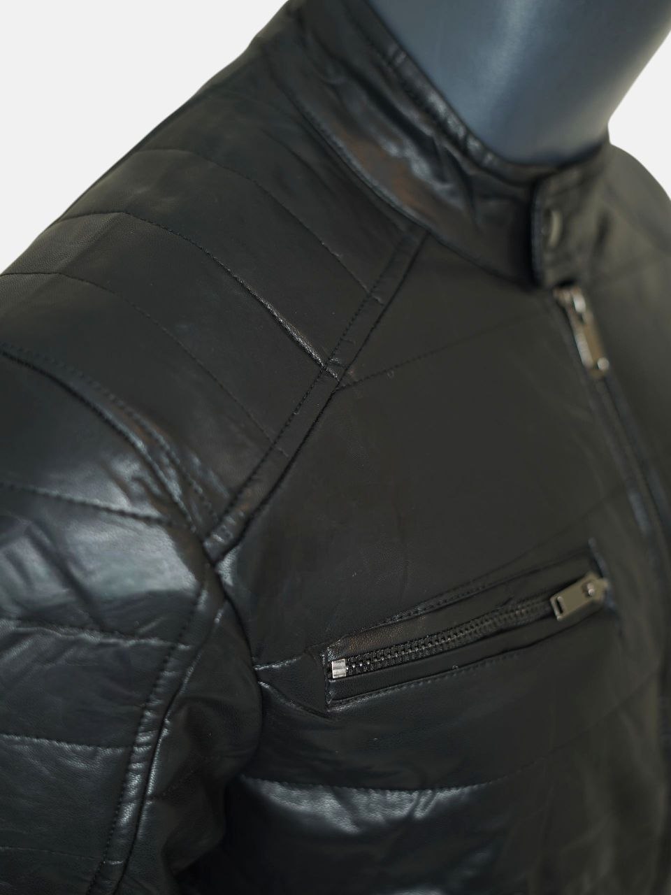 کت مردانه چرم مشکی CN608 سایزXL