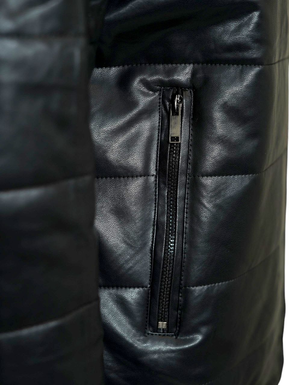 کت مردانه چرم مشکی CN608 سایز3XL