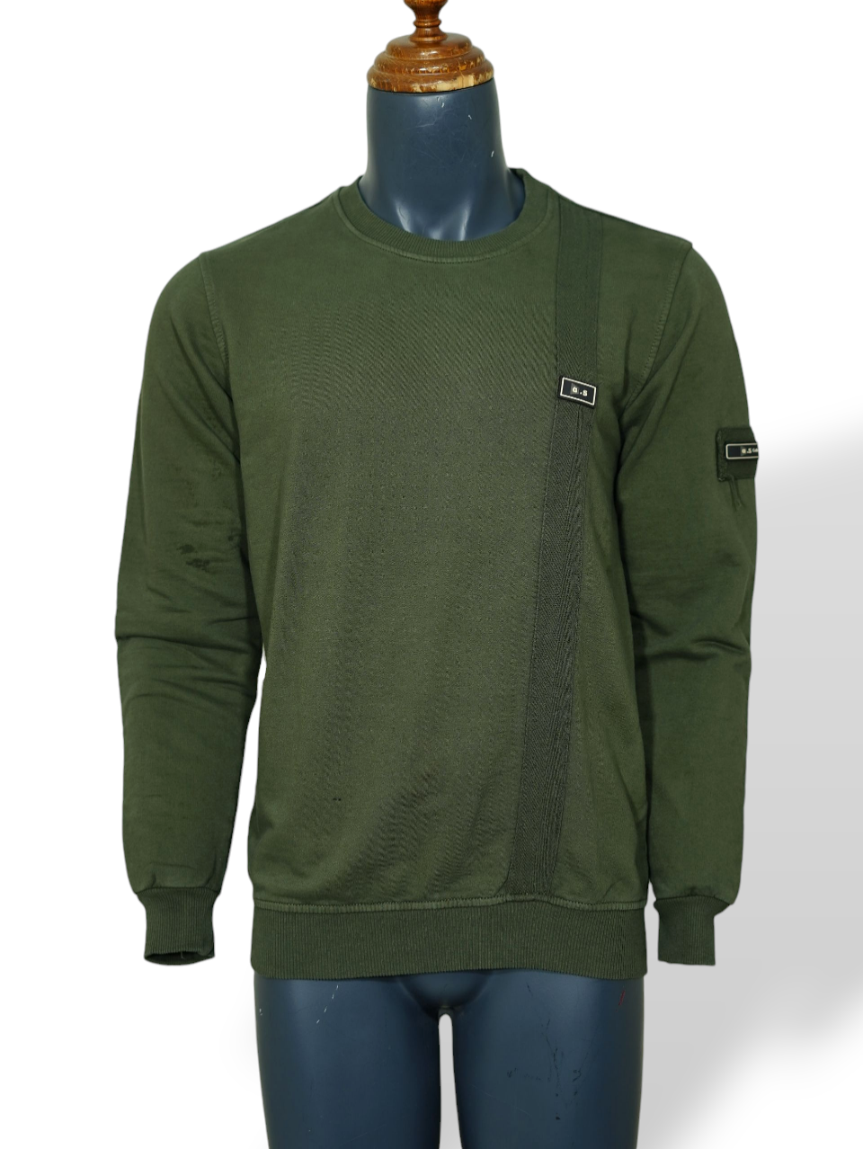 بلوز مردانه یقه گرد خامشور سبز AG716 سایز2XL