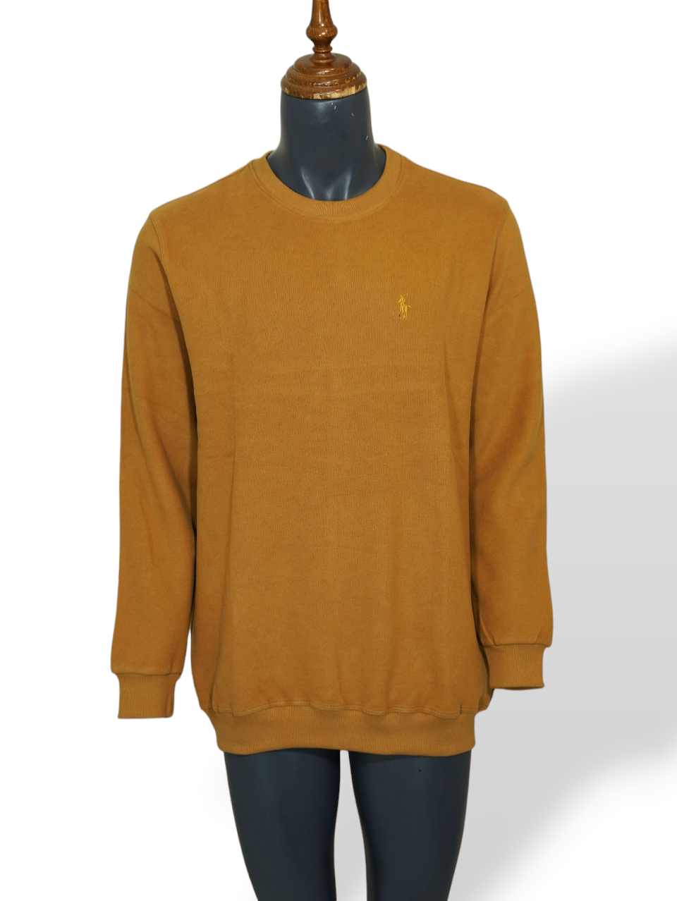 بلوز مردانه یقه گرد سلانیک خردلی AO4481 سایز3XL