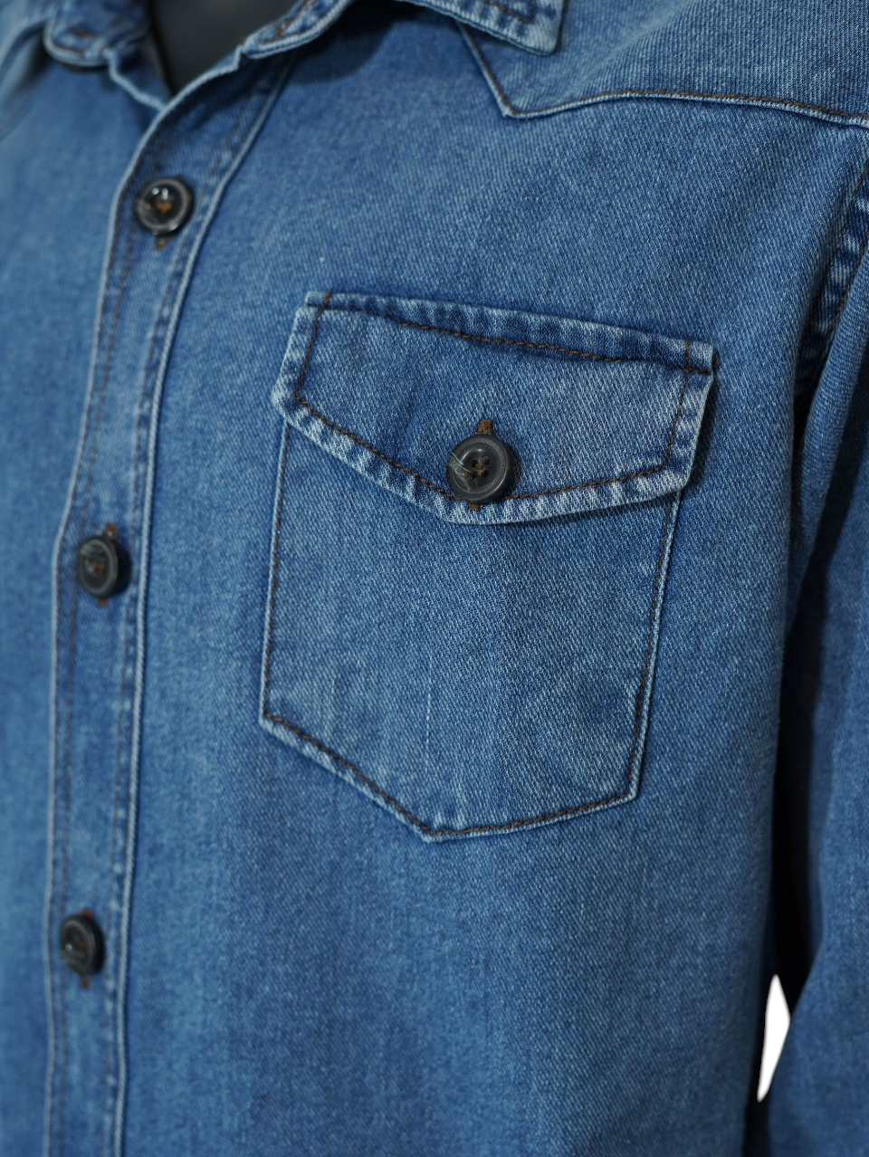 پیراهن مردانه دوجیب جین آبی سیر AJ سایزXL