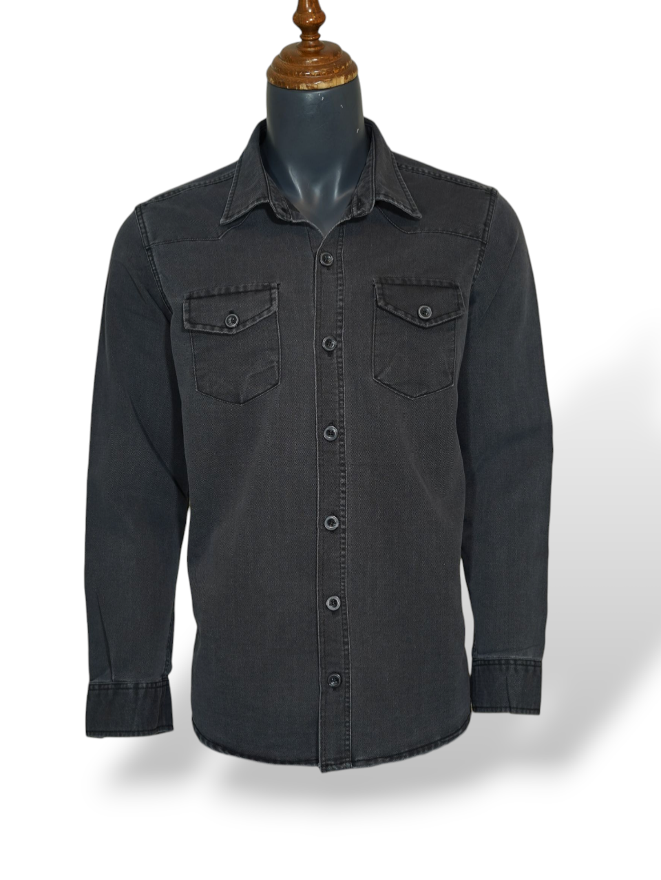 پیراهن مردانه دوجیب جین ذغالی AJ سایزM