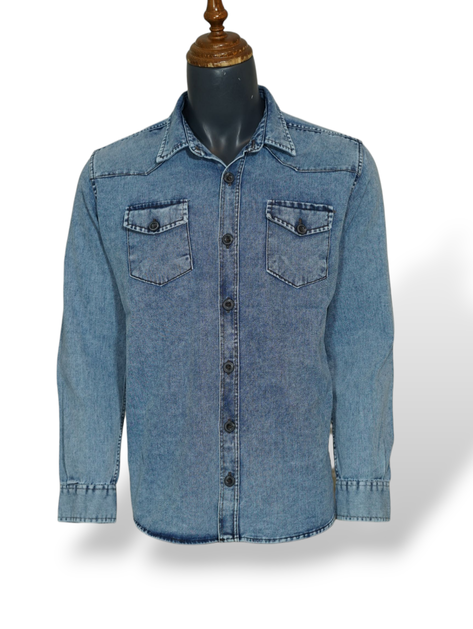 پیراهن مردانه دوجیب جین آبی AJ سایزM