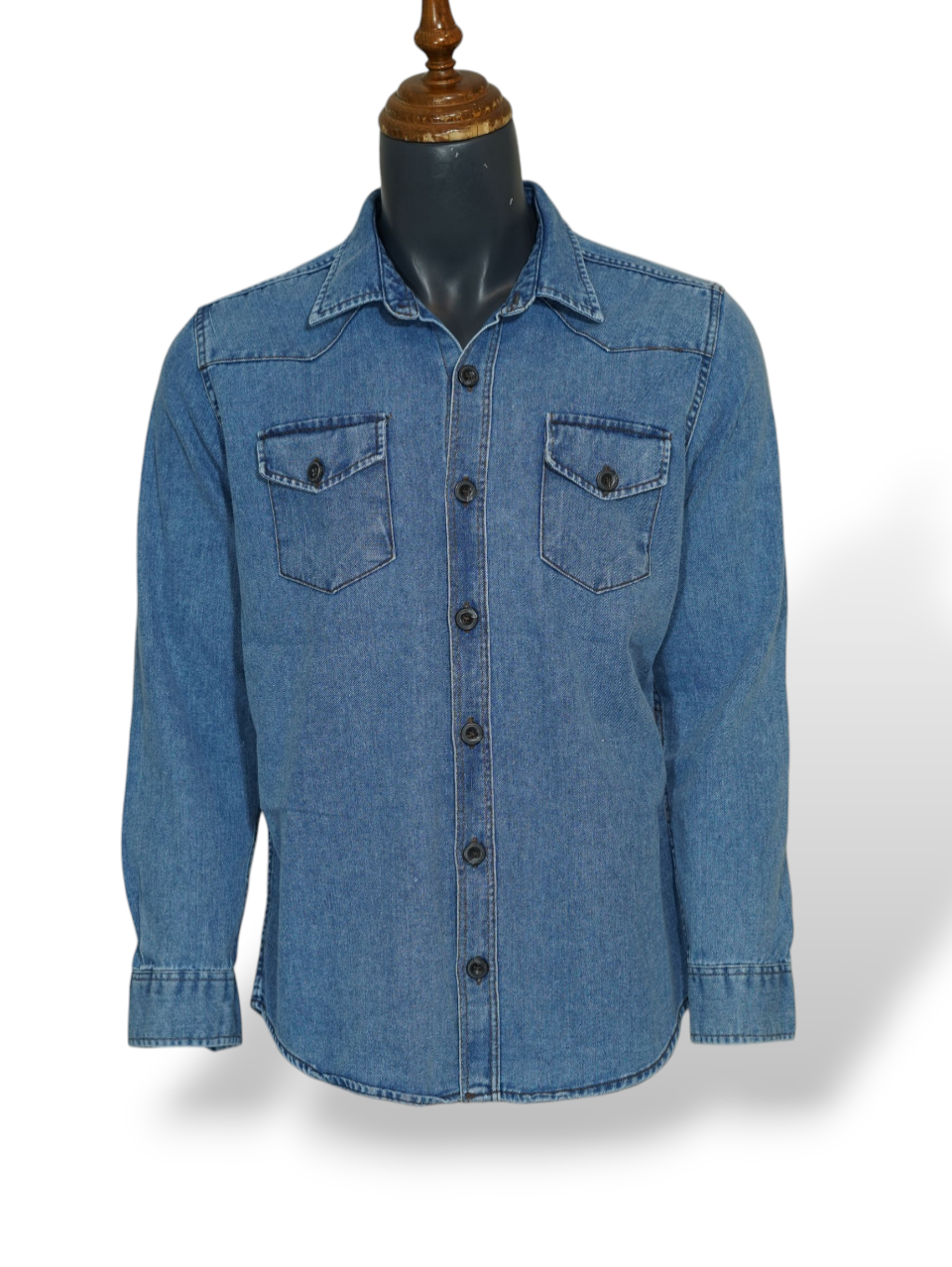 پیراهن مردانه دوجیب جین آبی سیر AJ سایزM