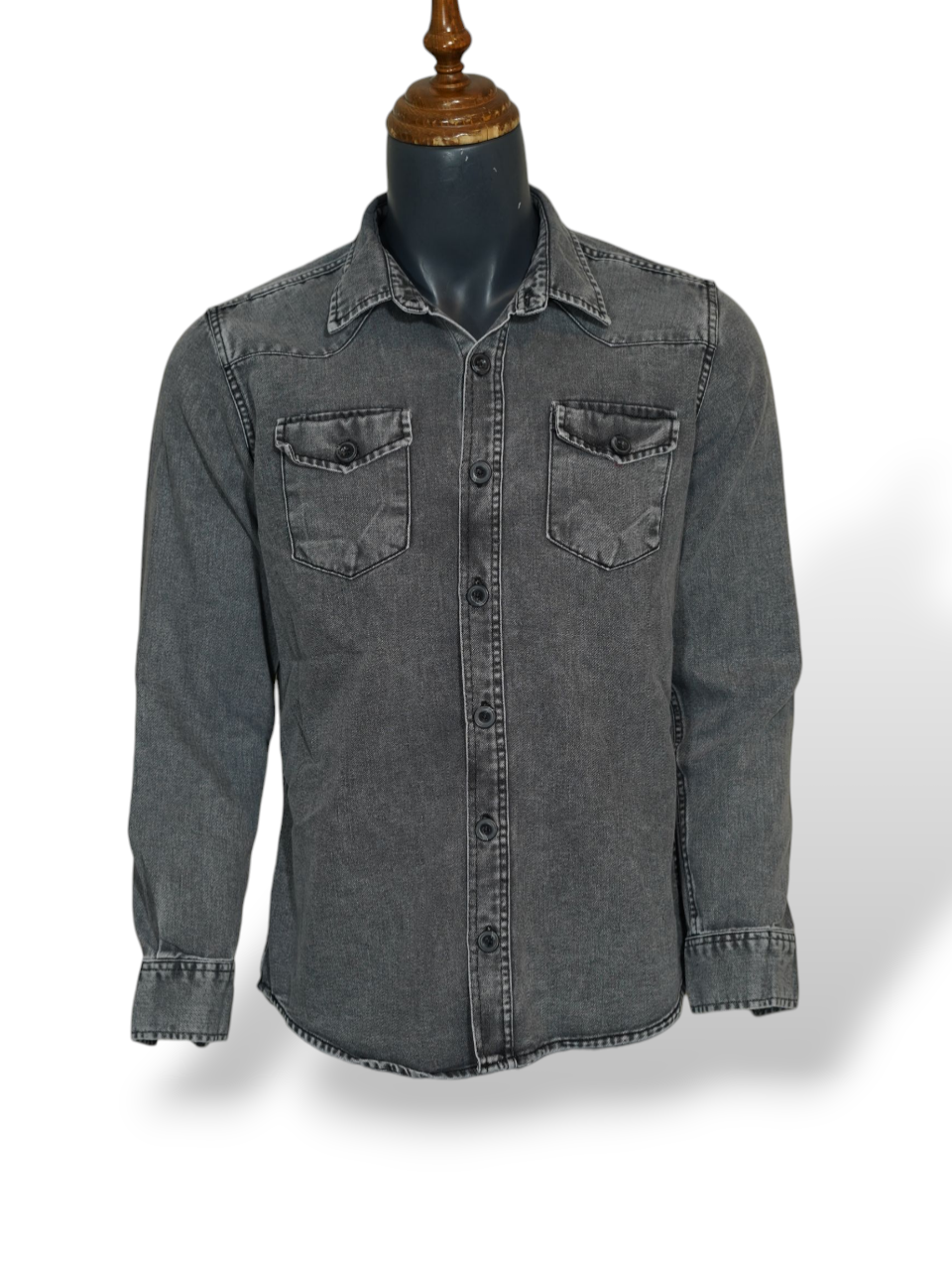 پیراهن مردانه دوجیب جین خاکستری AJ سایزM