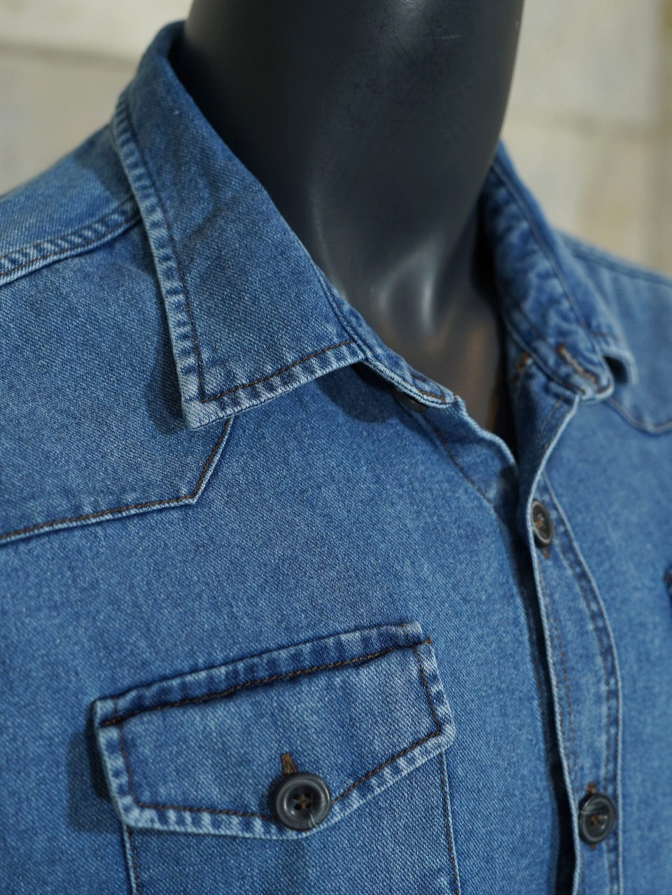 پیراهن مردانه دوجیب جین آبی سیر AJ سایز2XL