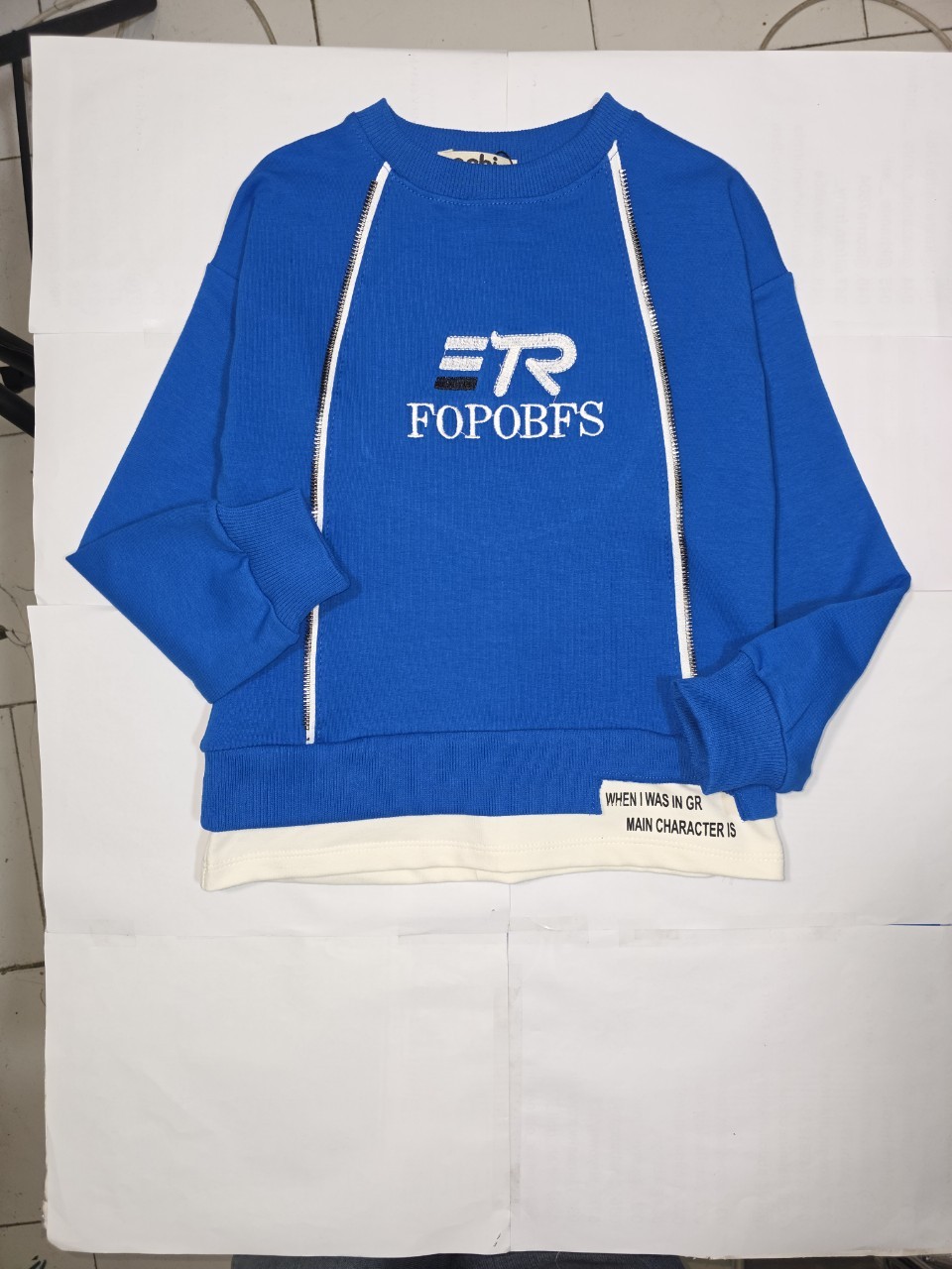 ست پسرانه بلوز شلوار دورس و کتان گلدوزی آبی CT1049 سایز45