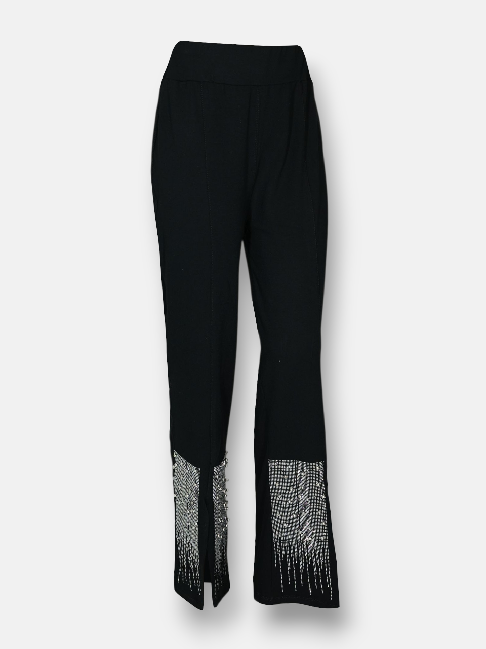 شلوار زنانه دمپا کمرکش چاکدار مرواریدی DD1981