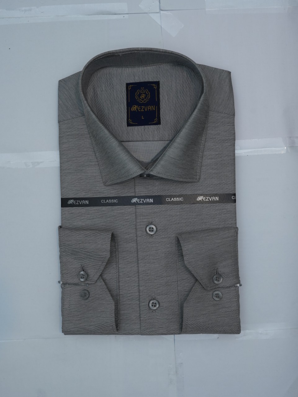 پیراهن مردانه کلاسیک آستین بلند آکسفورد طوسی تیره CP سایزL