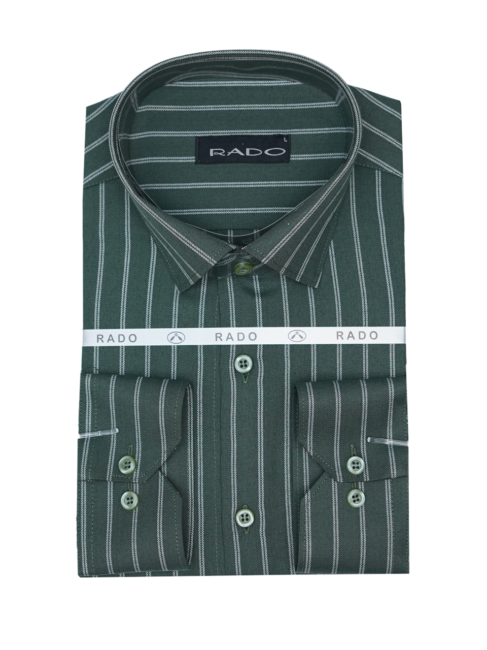 پیراهن مردانه جعبه ای کلاسیک آستین بلند راه راه یشمی DI1 سایزXL