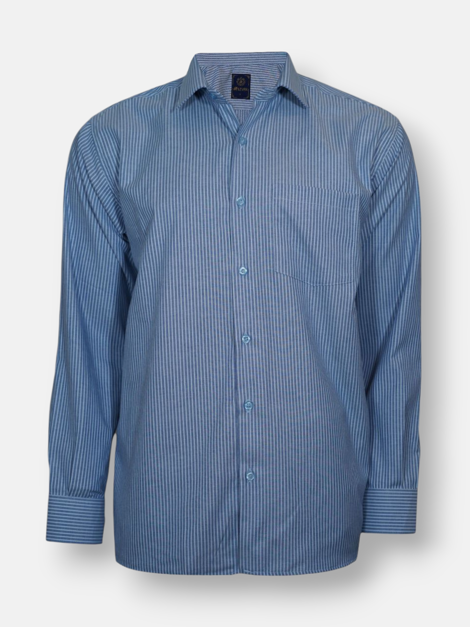 پیراهن مردانه جعبه ای کلاسیک آستین بلند فلورا راه راه آبی تیره CP1 سایزM