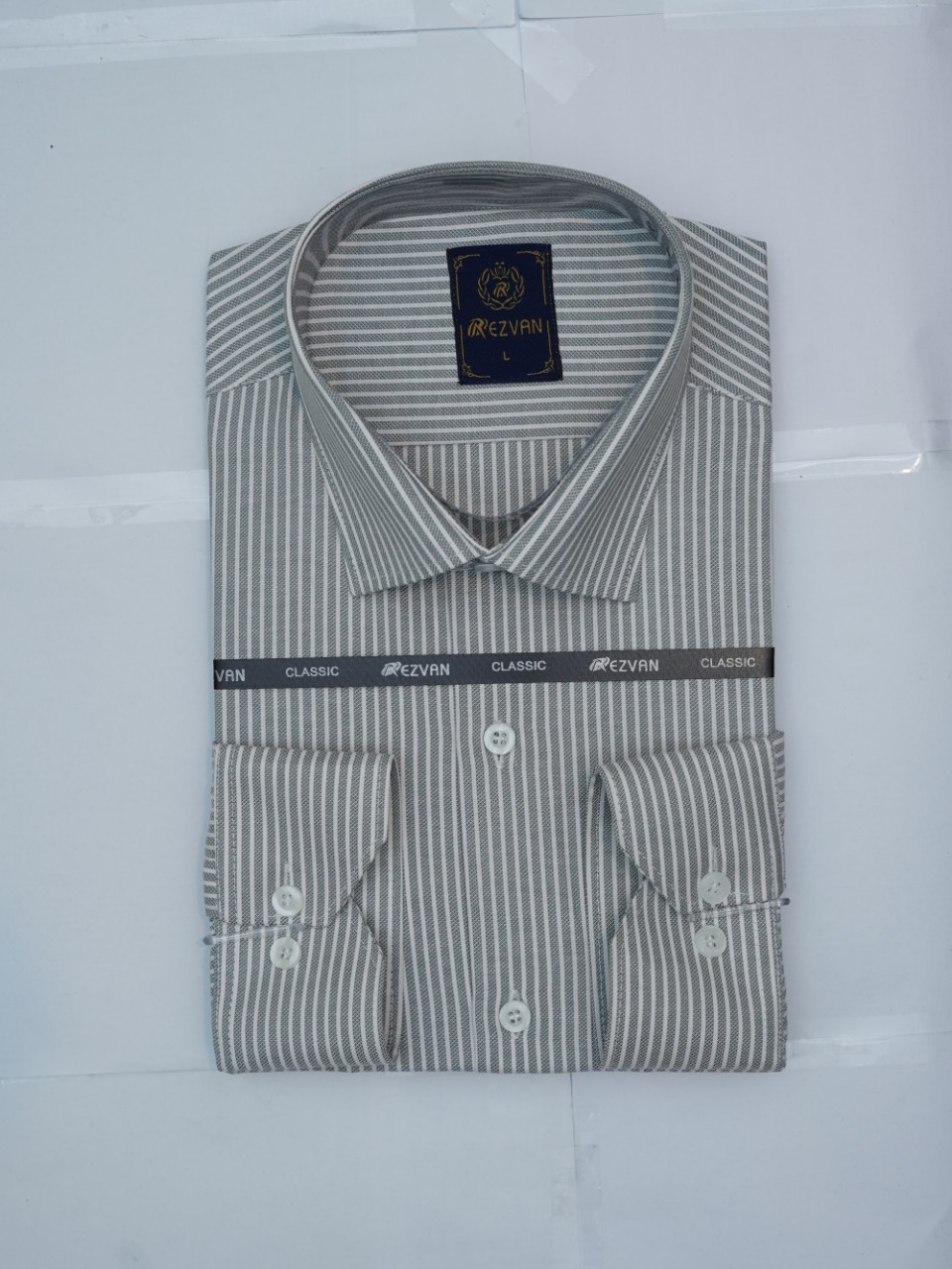 پیراهن مردانه جعبه ای کلاسیک آستین بلند فلورا راه راه CP1