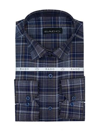 پیراهن مردانه جعبه ای کلاسیک آستین بلند چهارخانه DI2