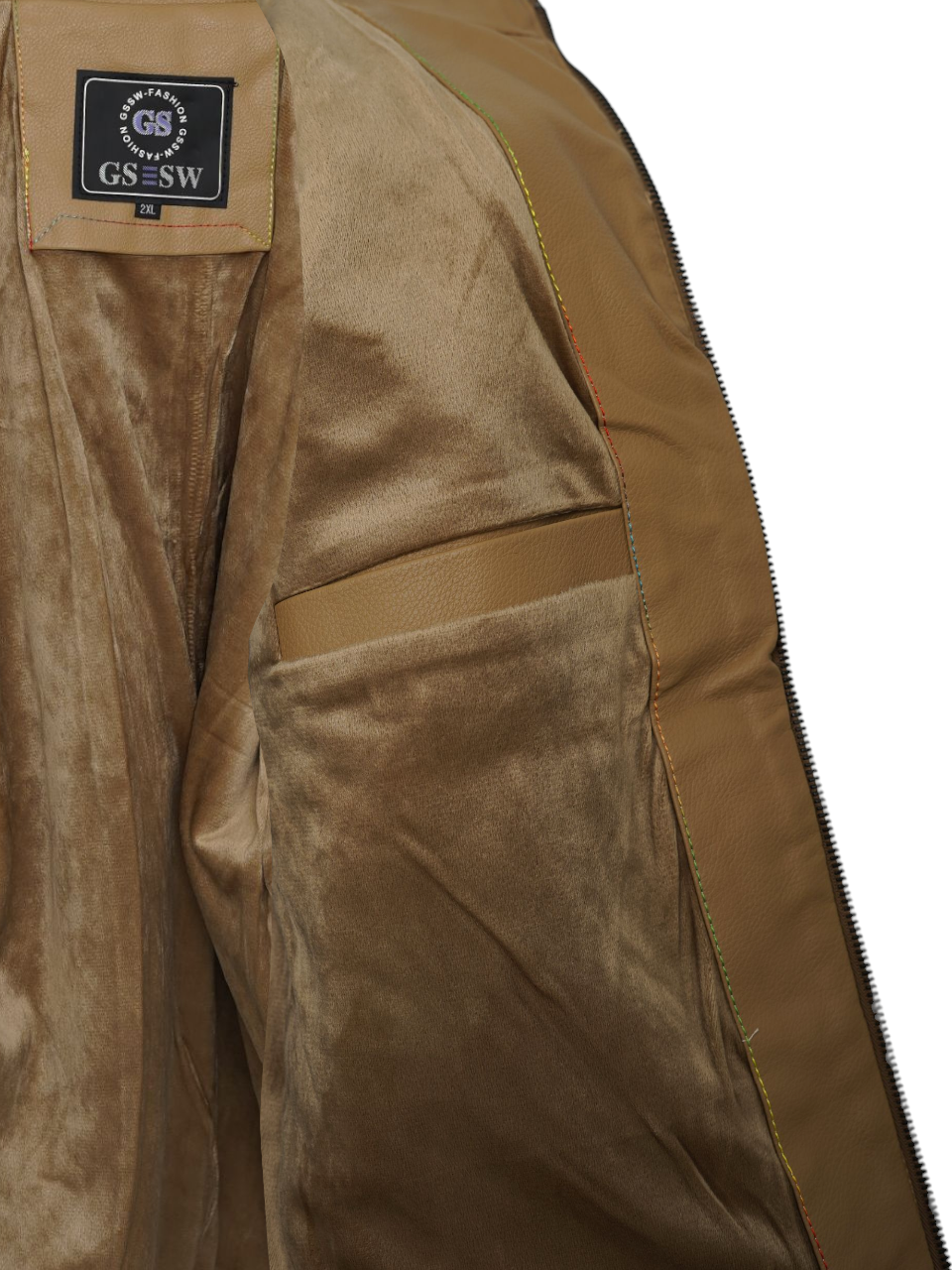 کاپشن مردانه چرم نسکافه ای BQ6315 سایز5XL
