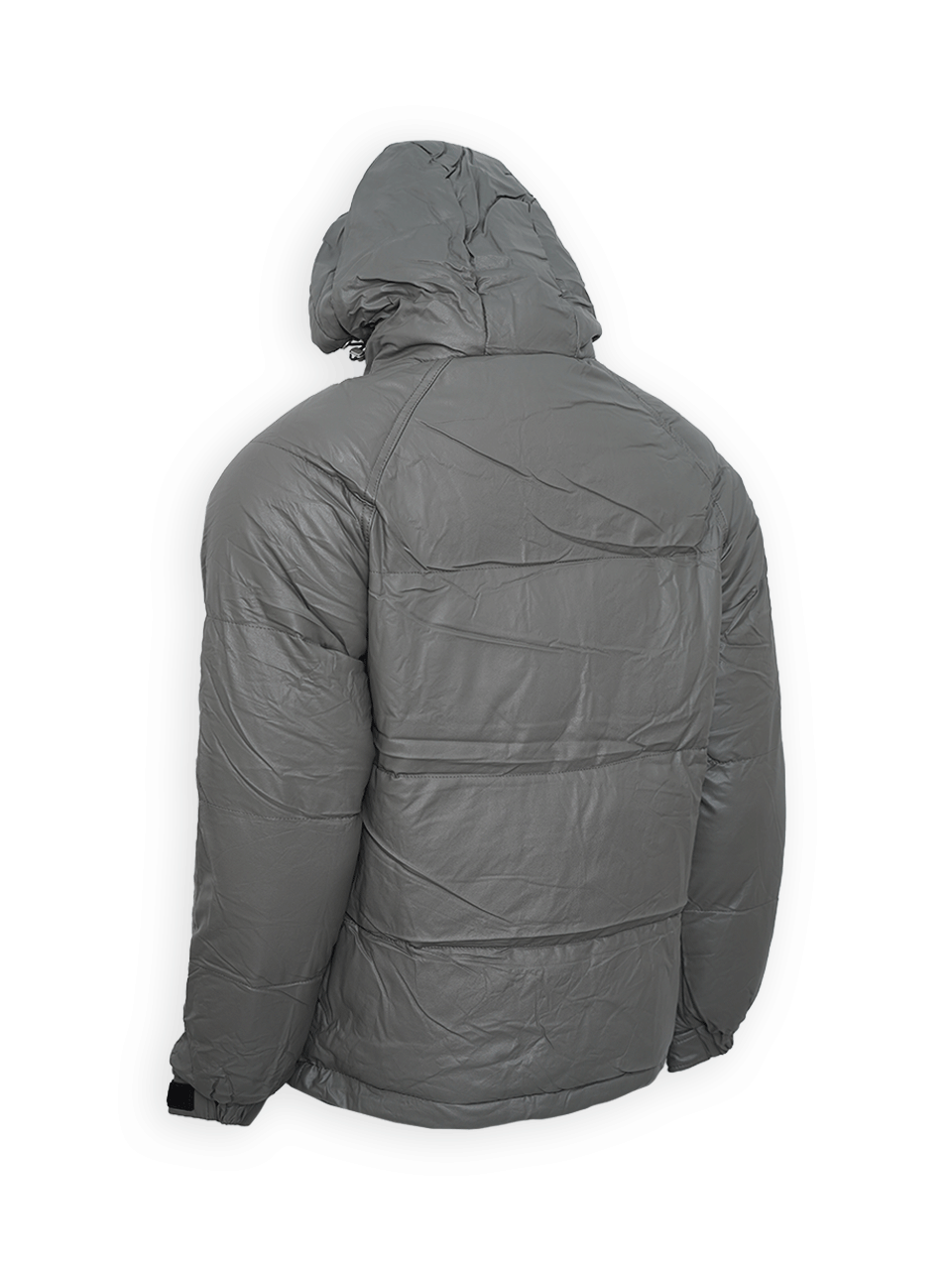 کاپشن مردانه کلاهدار چرم مصنوعی طوسی CN2703 سایز2XL