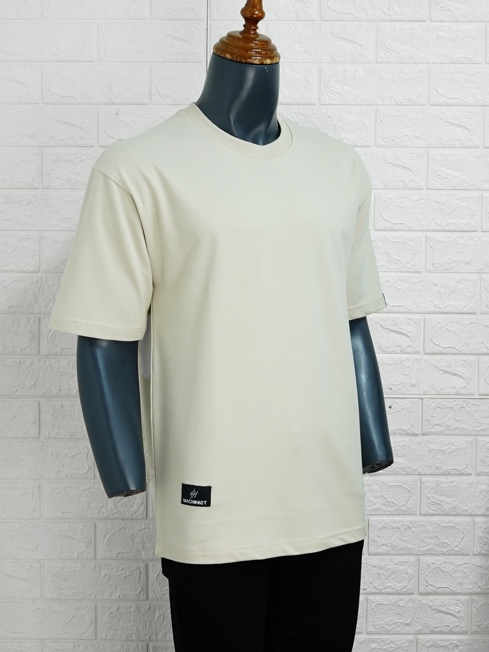 تیشرت مردانه یقه گرد پنبه کرم CQ سایز2XL