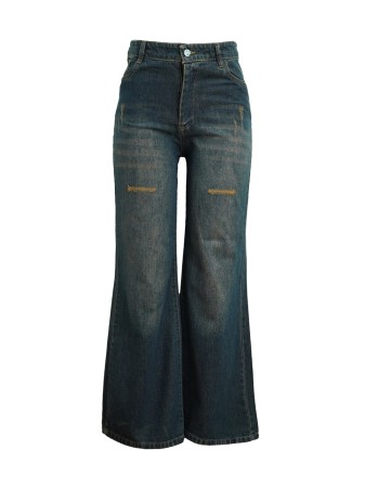 شلوار زنانه بگ اسپانیش جین سرمه ای تیره DP2027/4